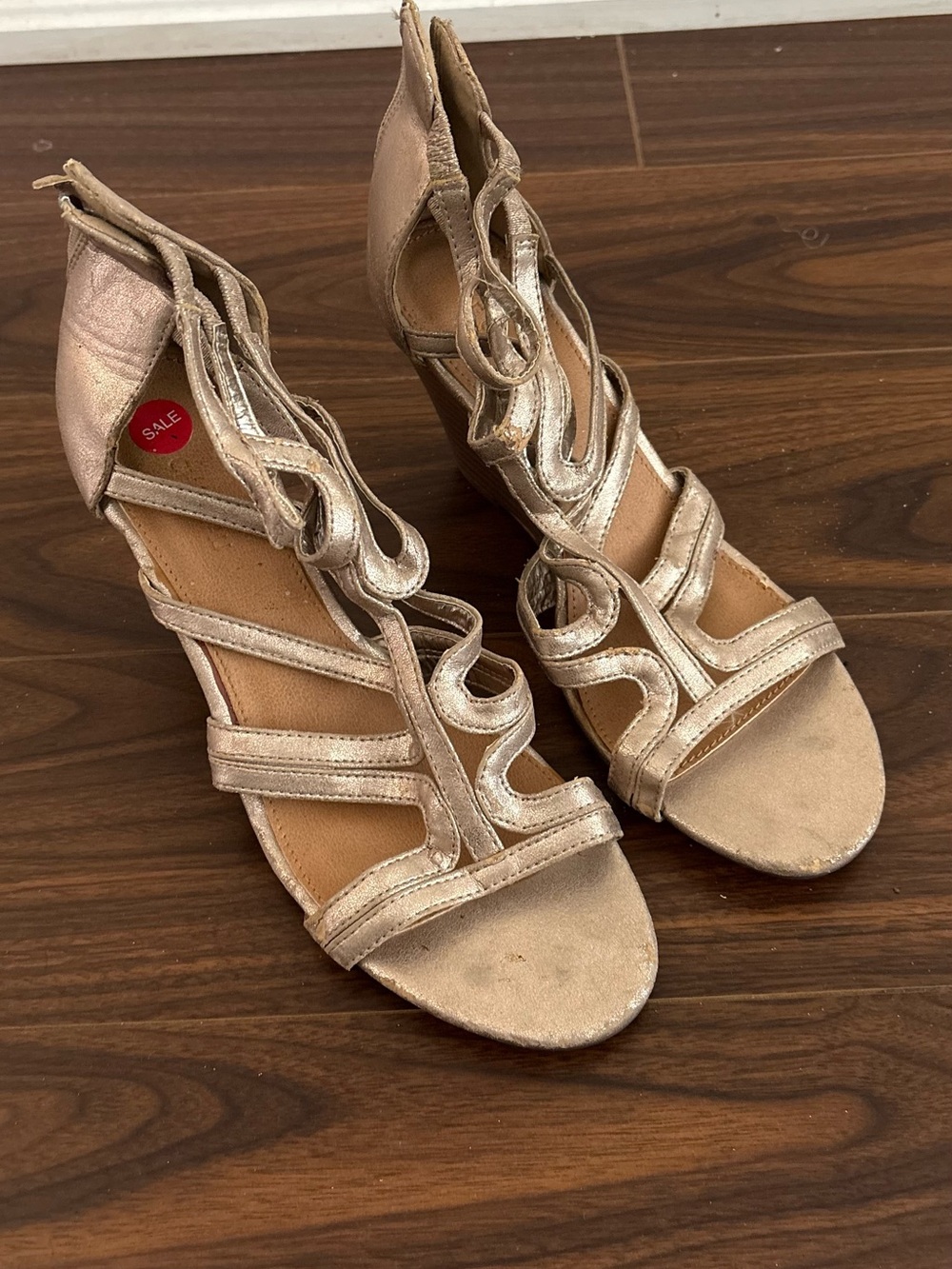 Chateau Metallic Gold Strappy Cutout Heels